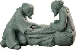 QEYIZE 골동품 노인을 연주하는 체스 미니어처 인형 인형 차 테이블 장식품 가정 장식 공예품