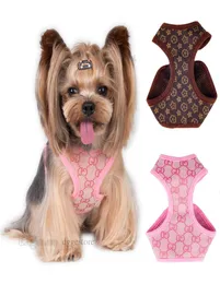 Hund Harness and Leases Set Classic Patterns Pets Collar Leash Breattable Mesh Designer PET Seles for Small Dogs Poodle Schnau5648635