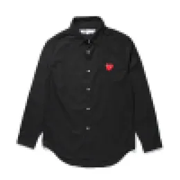 NOVA Camisa designer CDG Masculino e Feminino PLAY Love impressoRED EMBLEMA BOTÃO PARA BAIXO LS CAMISA PRETA