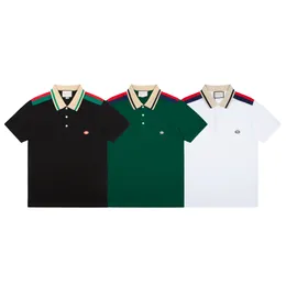 Ny varumärkes sommarmän polo broderi skjorta korta ärmar toppar avstängda krage polo kläder manlig mode casual polo m-3xl