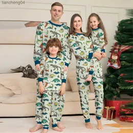 Dopasowanie rodziny stroje rodzinne świąteczne piżamę Śliczna dinozaur wzór 2 -części