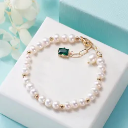 Armbanden heta säljer sötvatten pärla vit armband design stil valentins dag gåva armband smycken1621cm kan ingen stor sten b1