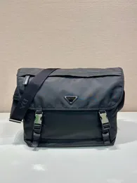 Bolsa de ombro de couro saffiano de alta qualidade, nova bolsa masculina de tecido de paraquedas, bolsa mensageiro 2vd052