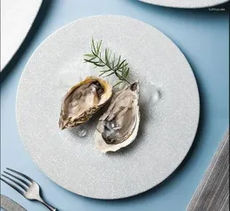Plates 10/11/12.5 Inch Round Ceramic Dinner Plate Dessert Serving Microwaveable Nordic Restaurant Decoration Steak Cutlery