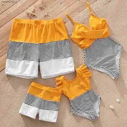 Family Matching Outfits Pa Family Matching Outfits Swimsuit Striped Colorblock Swim Trunks Shorts and Spaghetti Strap Splicing One-Piece Swimsuits