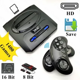 Consoles Wireless HD Retro TV Video Game Console For Genesis For Master System Games Support TF Card Save&Load 1400 BuiltIn Games