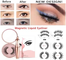 Magnetische Wimpern 3D Faux Nerz Wimpern Magnet Wimpern Magnetischer flüssiger EyelinerMagnetische falsche Wimpern Pinzettenset5040316