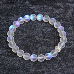 Bracciale con perline in pietra di luna da 8 mm con perline per donna Uomo Chakra Yoga pietra brillante con perline braccialetto con ciondoli gioielli fatti a mano YQ240226