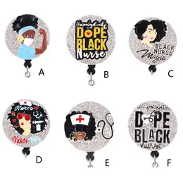 Medical Key Rings Multi-style Black Nurse Rhinestone Retractable ID Holder For Name Card Accessories Badge Reel With Alligator Cli2431