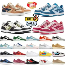 With box shoes men women low Platform Black Camo Blue Grey Beige Patent Leather Camouflage Skateboarding jogging Sports Trainers Sneakers