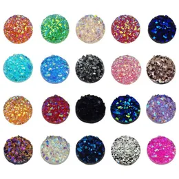 1000pcs 12mm flatback harts Druzy Round Cabochons Cameo för charms hängsmycken smycken DIY gör tillbehör fynd210p