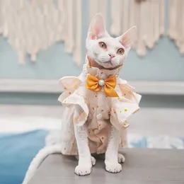 Luxury Cat Dress with Bow-tie Sphynx Cat Devon Rex Conis Cat Costume Kitten Outfits Sphynx Cat Dress Hairless Cat Clothing 240320