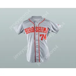 ALFONSO SORIANO 74 HIROSHIMA CARP JERSEY DE BEISEBOL CINZA Costurado