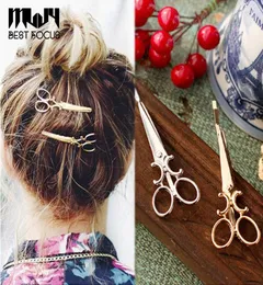 MLJY Fashion Scissors Shape Lovely Women Girls Gold Plated Hair Clip Barrettes Christmas Party Hairpin Hair Accessories 24 Pcslot3024497