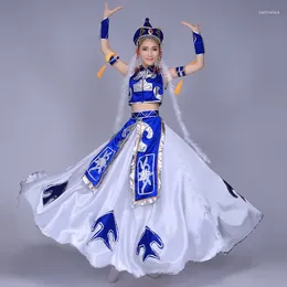 Stage Use Mongolian Ethnic Minority Costumes de dança de roupas femininas Performance grande saia