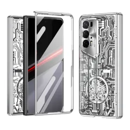 Механический чехол для Honor Magic V2 RSR Porsche Design, стеклянная пленка, прозрачная защитная крышка на петлях