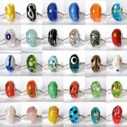 Hübsche lose Murano-Perlen aus 925er Silber, Lampwork-Glasperlen, passend für Biagi-Armbänder im europäischen Charm-Stil, 100 Stück2056
