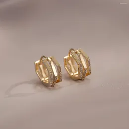 Dangle Earrings 2024 Premium Silver Color Geometric Round Hoop For Women Girls Shiny Rhinestone Delicate Wedding Jewelry Gifts