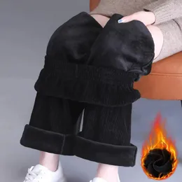 Calças femininas tubo reto leggings de lã térmica para mulheres inverno meninas longo roupa interior conjunto natal 3xl homens