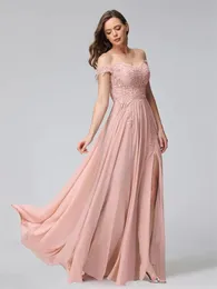 Simples feminino vestido de festa à noite querida renda appliqued chiffon fenda lateral longo baile de formatura vestidos formais robe de soiree