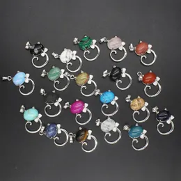 12PCS Natural Stone Cute Sweet Cat Pendant Necklace Chakra Cure Quartz Crystal Hello Cats Jewelry Birthday Gifts for Her Mum Wife 264C