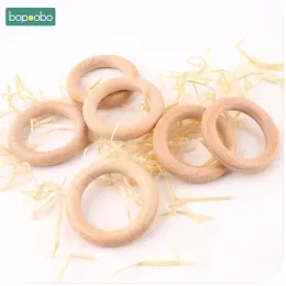 Outros Bopoobo 20pcs inacabados de madeira de faia anéis de madeira 60mm de madeira de enfermagem de madeira ginástica original Teether de madeira Jóias DIY Infantil Treinamento de Treinamento