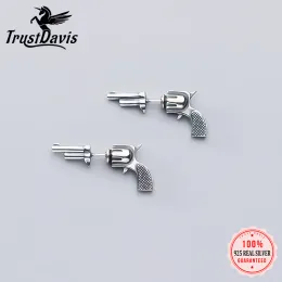 Örhängen Trustdavis Authentic 925 Sterling Thai Silver Fashion Forward Pistol Gun Stud Earrings for Women Sterling Silver Jewelry DA649