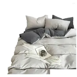 Bedding Sets Solid 4Pces Down Duvet Ers Bed Sheets And Pillowcases Sabanas De Algodon Para Cama Drop Delivery Home Garden Textiles Su Dhklw