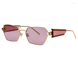 Sunglasses 2024 Polygonal Punk For Unisex Gold Metal Frame Hexagonal Gradient Lenses Upscale