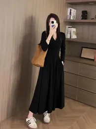 الفساتين غير الرسمية E streetwearmaxi es للنساء RSVPPAP ، تخزن W4M Hepburn Style عالي الدرجة سود طويل الأكمام الخريف الشتاء 20