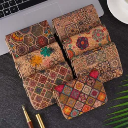 DHL50PCS -korthållare Retro Cork Floral National Printing Vertical Model Short Wallet Mix Color