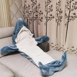 Flannel Cartoon Sleeping Bag One Piece Pajamas Shark Lounge Clothes Shark Sleeping Bag