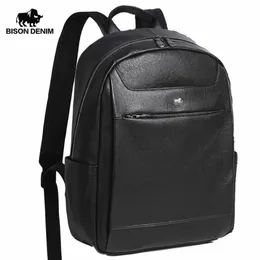 BISON DENIM Genuine Leather Fashion Backpack 15 inches Laptop Bag Travel Backpack Schoolbag For Teenager Quality Mochila N200361233e