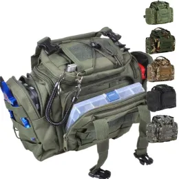 Bolsa de equipamento de pesca oxford 900d, bolsa masculina à prova d'água para pesca, mochila de equipamento de pesca com suporte para vara, bolsa militar para isca