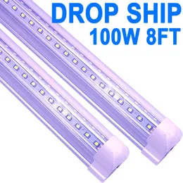 (25-Pack) 8ft LED-butiksljus fixtur, v form 100w 10000 lm 6500k (dagsljus vit), 8 fot, 96 '' t8 integrerat LED-rör, länkbara LED-glödlampor garage, verkstad, klar lins usa crestech