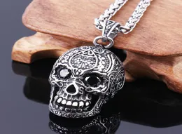 High Quality Skull Pendant Mens Stainless Steel Large Sugar Skull Pendant Necklace for Man stainless steel charm4846758