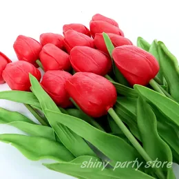 Buquê de flores de tulipa artificial, toque real, decoração de casamento falso, flores pu, decoração para casa, 12 peças 240223