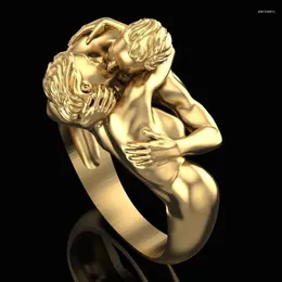 Cluster Rings Charm Women Fashion Gold Color Adam And Eve Geometry For Wedding Engagement Jewelry