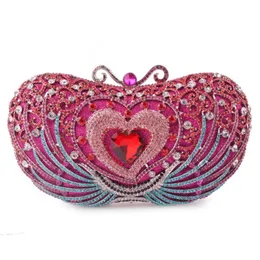 wome heart shape Crystal Clutch purse Evening Bags Hard Case Wedding Cocktail Brida Metal Minaudiere Handbags woman gift bags 240223