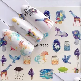 Stickers Decals Nail 1Pcs Water Decal And Sticker Flower Giraffe Simple Winter Slider For Manicure Art Watermark Tips Drop Delivery He Ot3Jl