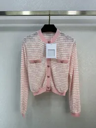 2024 Yeni Bahar Üstleri Pist Sweaters O Boyun Uzun Kollu Yüksek Son Jacquard Hırka Kadın Tasarımcı Giyim 0226-10
