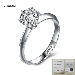 Med certifikat Luxury Solitaire 2 0CT Zirconia Diamond Ring 925 Solid Silver 18K White Gold Wedding Rings for Women CR168212S