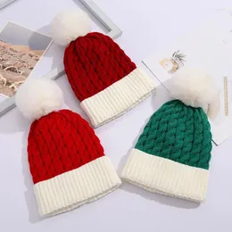 Berets Autumn Winter Christmas Hat Hairball Twist Woolen Caps Thickened Warm Knitted Hats Boys Girls Gifts