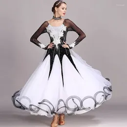 Palco desgaste high end vestido de dança de salão padrão nacional veludo mulheres competição trajes modernos grande balanço valsa dança roupas