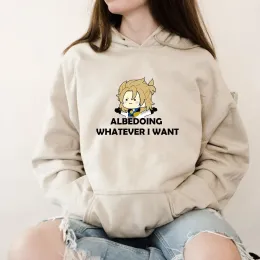 Felpe Genshin Impact Albedo Felpa con cappuccio da donna Kawaii Cartoon Graphic Felpe con cappuccio unisex Streetwear Harajuku Fleece Pullover Felpe Bluzy