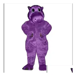 Mascot Costumes Festival Dress Purple Hippo Carnival Hallowen Prezenty unisex adts Fancy imprezy gier strój wakacyjny uroczystość kreskówka dhrn0