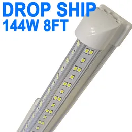 مصابيح LED 8FT LED ، مصابيح أنبوب متكاملة بيضاء T8 ، 144W 14400LM 6500K غلاف واضح للإخراج ، مصابيح إضاءة الشكل الخامس وتلعب Crestech