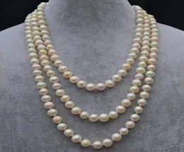 Ny Arriver White Pearl Jewellery72 tum 78mm äkta sötvattenpärlhalsband5170107