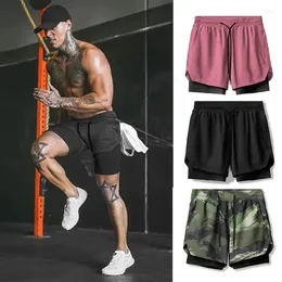 Shorts masculinos muscular anti-reflexo esportes dupla camada basquete corrida treinamento profundo agachamento alta velocidade elástica calças secas