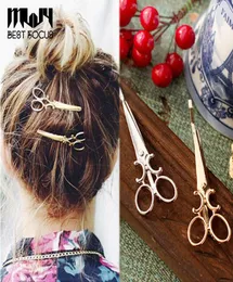 MLJY Fashion Scissors Shape Lovely Women Girls Gold Plated Hair Clip Barrettes Christmas Party Hairpin Hair Accessories 24 Pcslot6415674